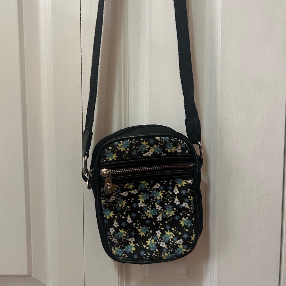 Floral Crossbody Bag - Black